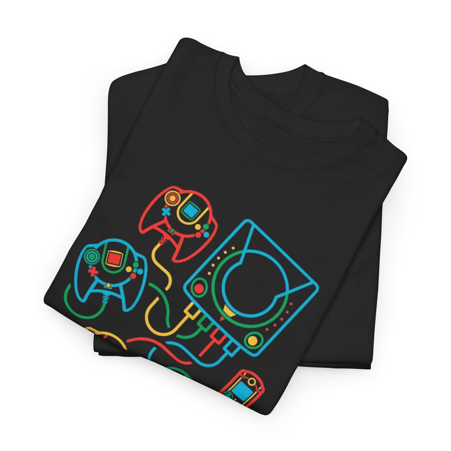 Retro Games Collection Neon Consoles & Controllers - Unisex Heavy Cotton Tee