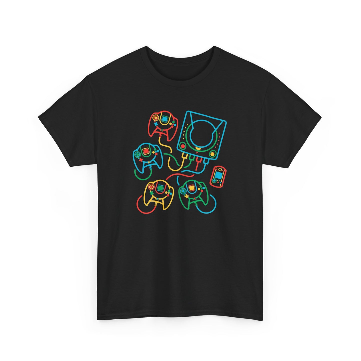 Retro Games Collection Neon Consoles & Controllers - Unisex Heavy Cotton Tee