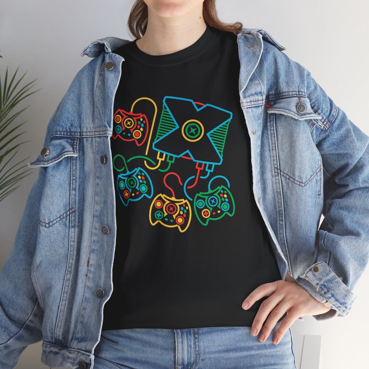 Retro Games Collection Neon Consoles & Controllers - Unisex Heavy Cotton Tee