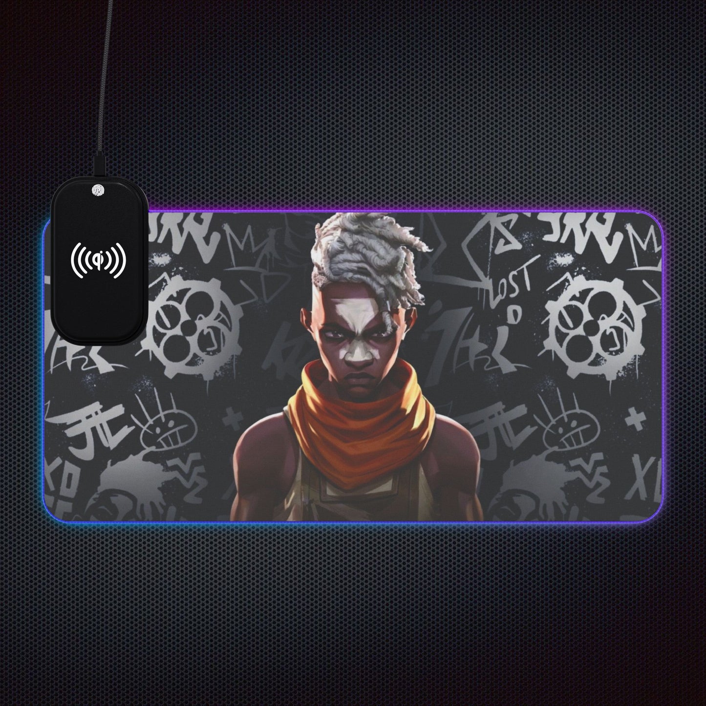 Ekko the boy savior from Arcane- LED Gaming Mouse Pad with Wireless Charging