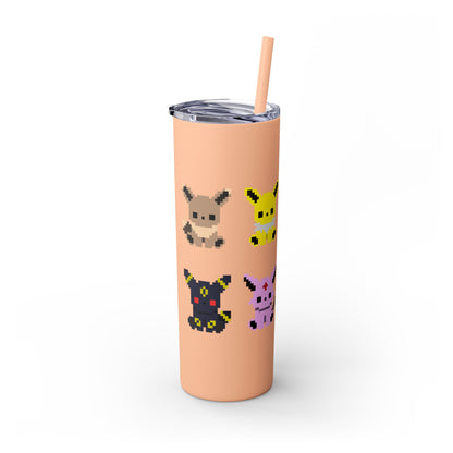 Pixelated Pokemon Evolution - Skinny Tumbler with Straw, 20oz