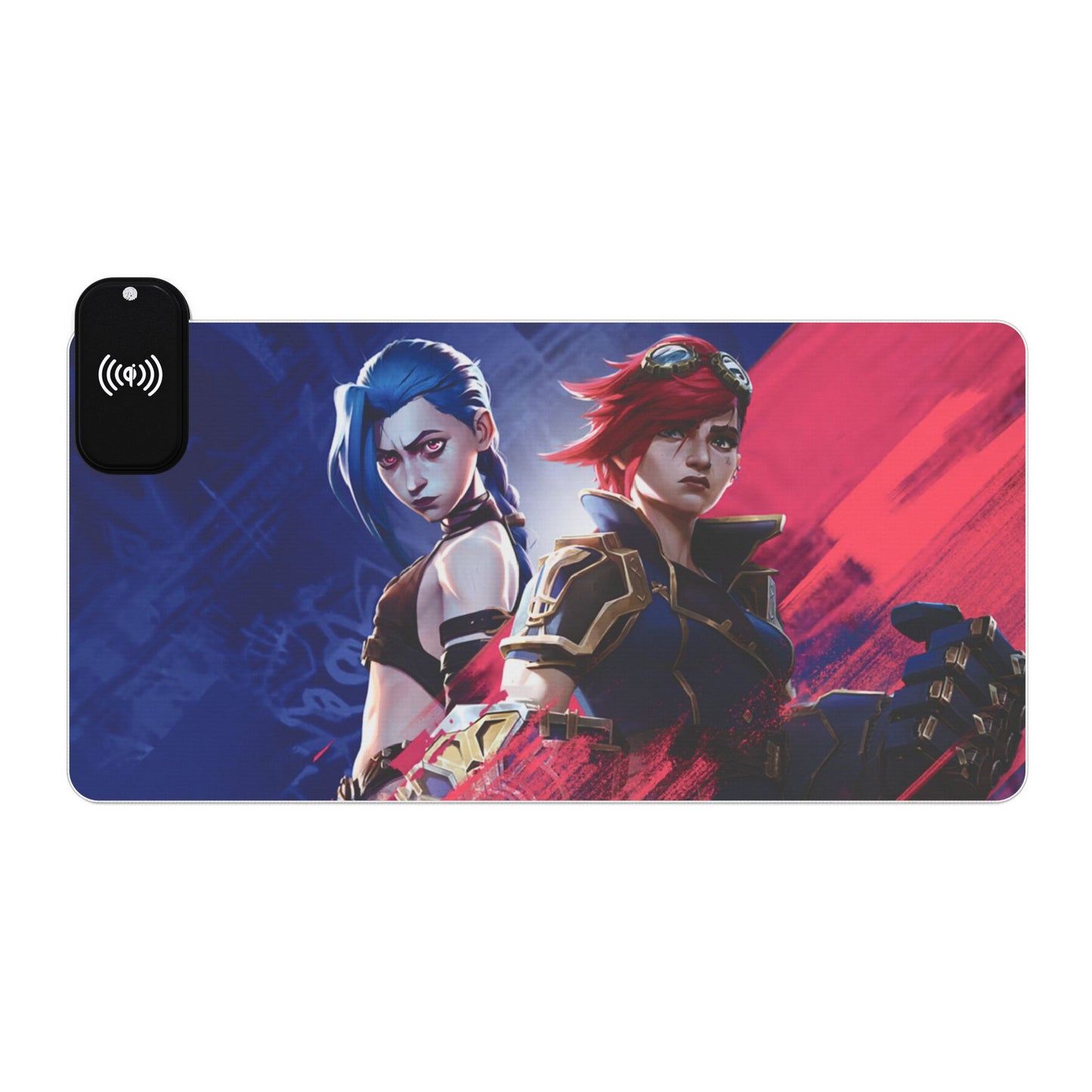 Jinx vs. Vi from Arcane - LED Gaming Mouse Pad with Wireless Charging