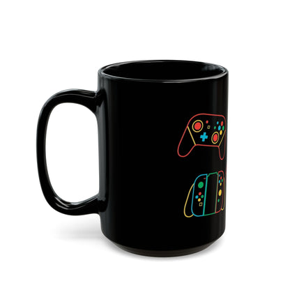 Retro Games Collection Neon Consoles & Controllers - Black Mug (11oz, 15oz)