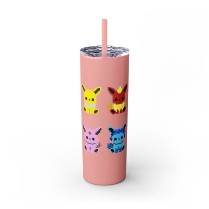 Pixelated Pokemon Evolution - Skinny Tumbler with Straw, 20oz