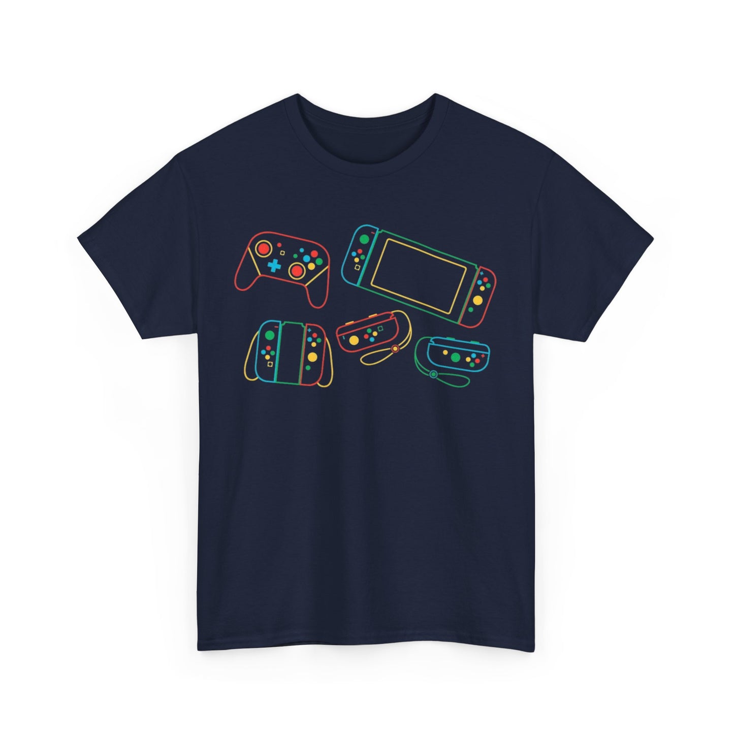 Retro Games Collection Neon Consoles & Controllers - Unisex Heavy Cotton Tee