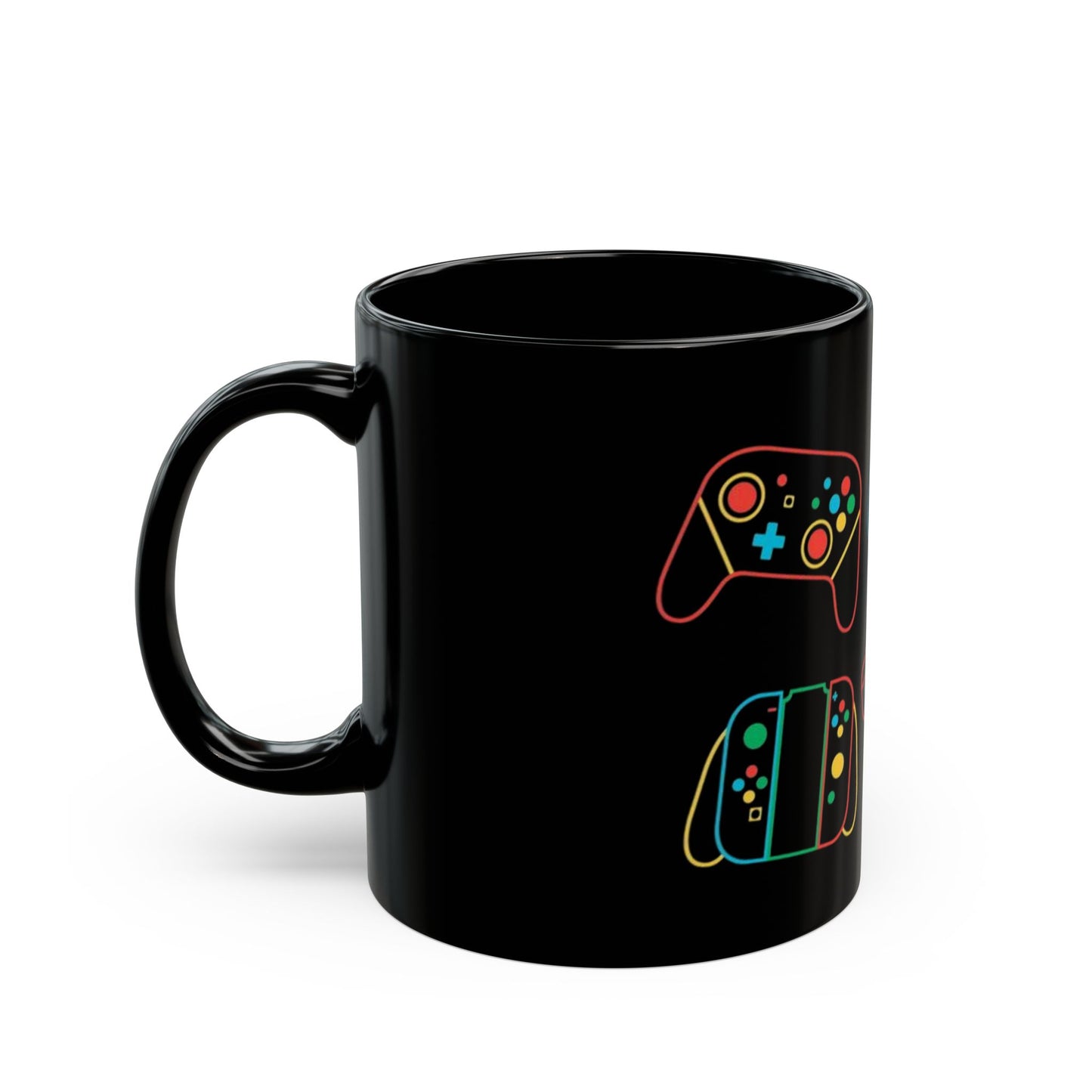 Retro Games Collection Neon Consoles & Controllers - Black Mug (11oz, 15oz)