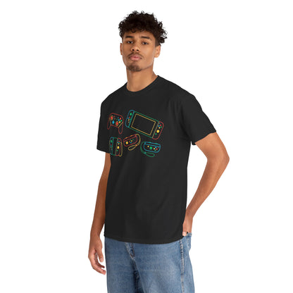 Retro Games Collection Neon Consoles & Controllers - Unisex Heavy Cotton Tee