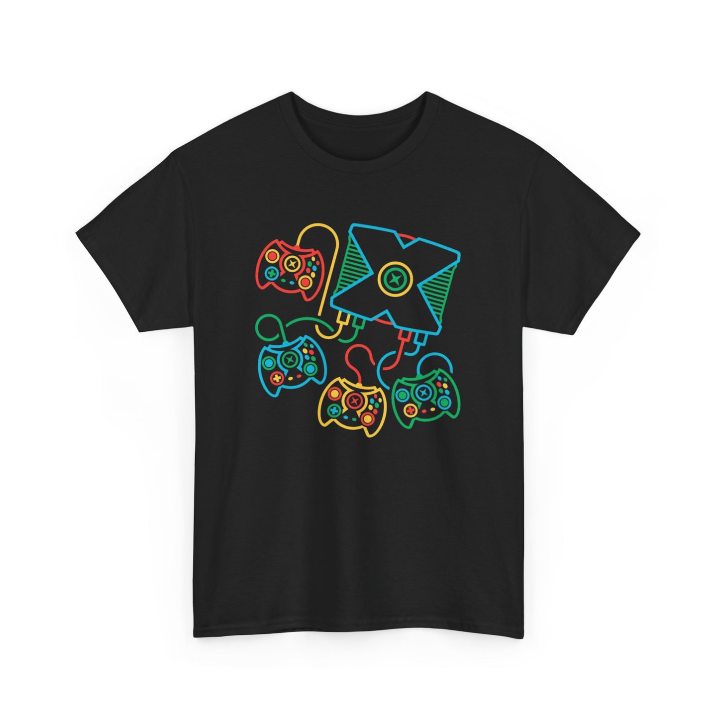 Retro Games Collection Neon Consoles & Controllers  - Unisex Heavy Cotton Tee