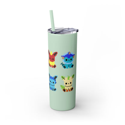 Pixelated Pokemon Evolution - Skinny Tumbler with Straw, 20oz