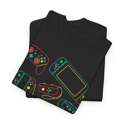 Retro Games Collection Neon Consoles & Controllers - Unisex Heavy Cotton Tee