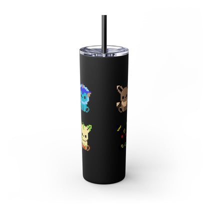 Pixelated Pokemon Evolution - Skinny Tumbler with Straw, 20oz