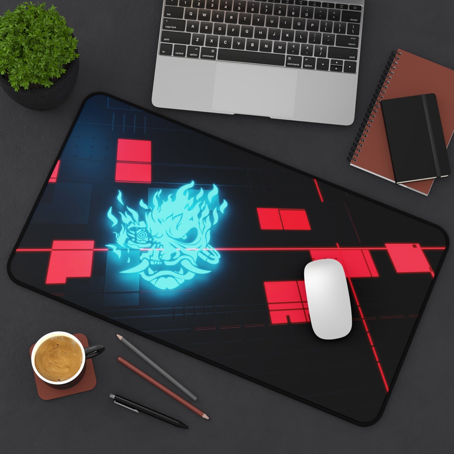 Cyberpunk Neon Samurai - Desk Mat