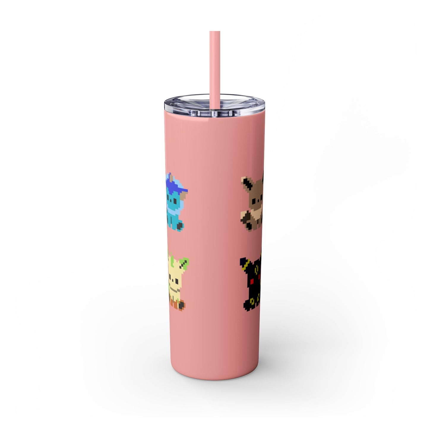 Pixelated Pokemon Evolution - Skinny Tumbler with Straw, 20oz