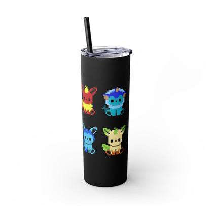 Pixelated Pokemon Evolution - Skinny Tumbler with Straw, 20oz