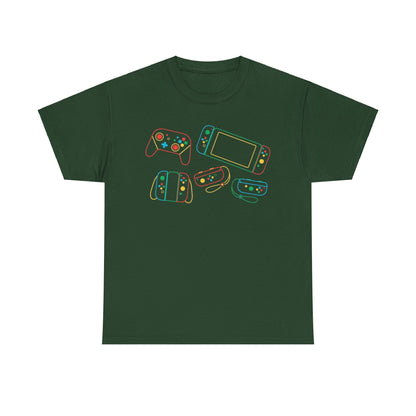 Retro Games Collection Neon Consoles & Controllers - Unisex Heavy Cotton Tee