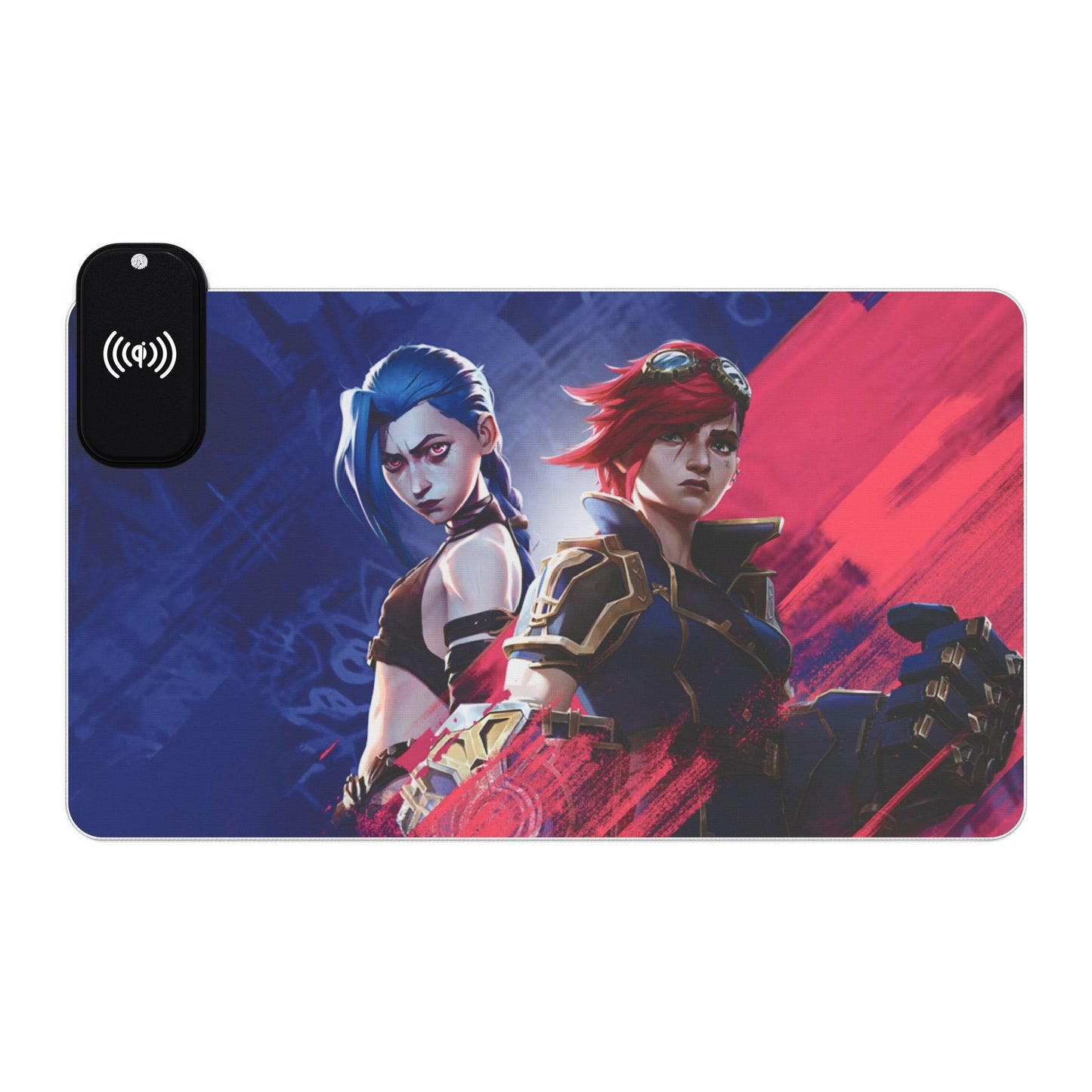 Jinx vs. Vi from Arcane - LED Gaming Mouse Pad with Wireless Charging