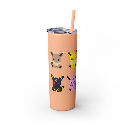 Pixelated Pokemon Evolution - Skinny Tumbler with Straw, 20oz