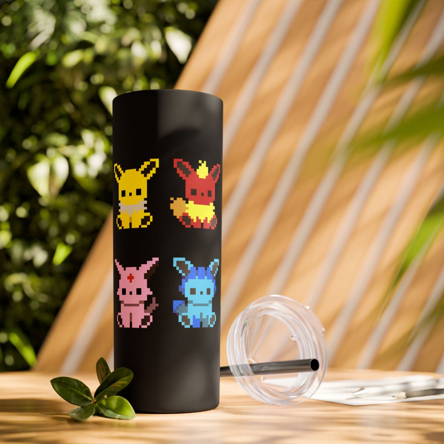 Pixelated Pokemon Evolution - Skinny Tumbler with Straw, 20oz