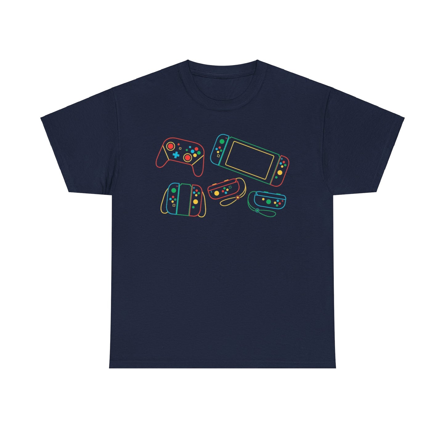 Retro Games Collection Neon Consoles & Controllers - Unisex Heavy Cotton Tee