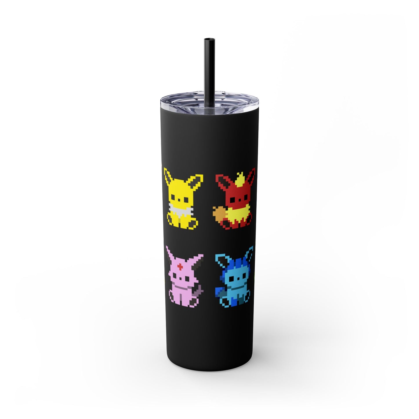 Pixelated Pokemon Evolution - Skinny Tumbler with Straw, 20oz