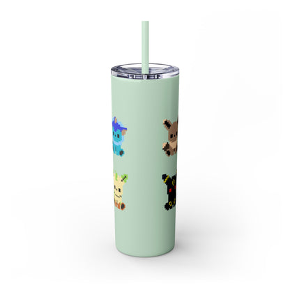 Pixelated Pokemon Evolution - Skinny Tumbler with Straw, 20oz