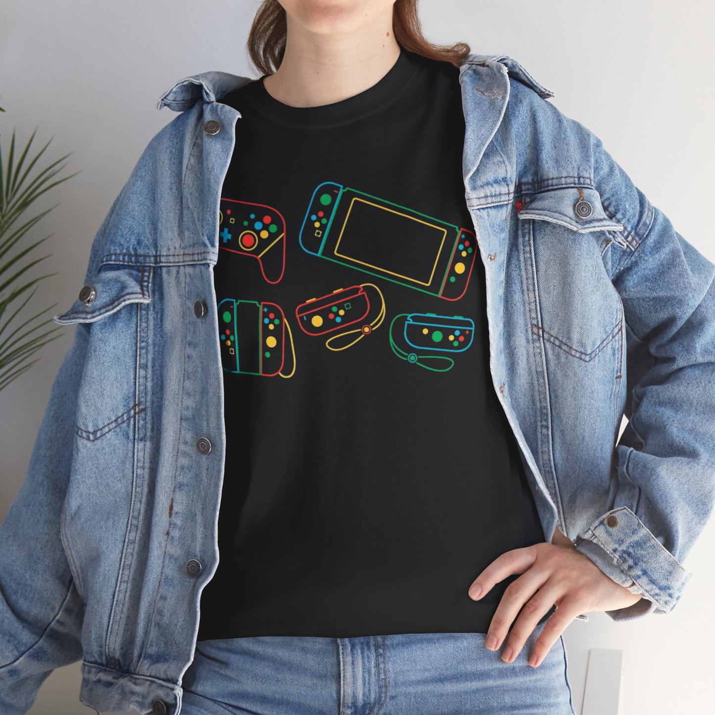 Retro Games Collection Neon Consoles & Controllers - Unisex Heavy Cotton Tee