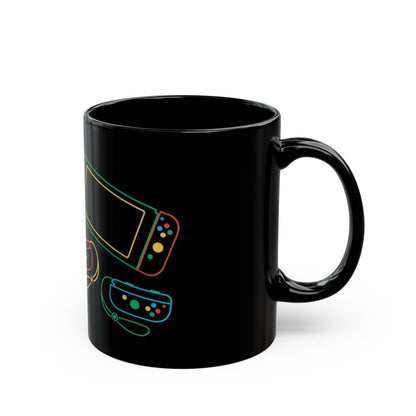 Retro Games Collection Neon Consoles & Controllers - Black Mug (11oz, 15oz)