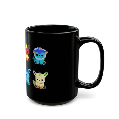 Pixelated Evolution from Pokemon - Black Mug (15oz)