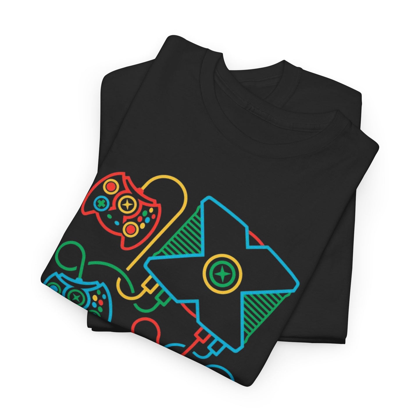 Retro Games Collection Neon Consoles & Controllers  - Unisex Heavy Cotton Tee