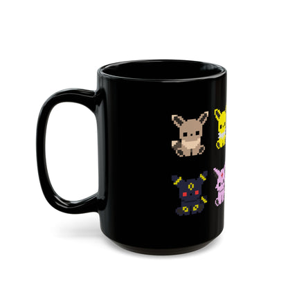 Pixelated Evolution from Pokemon - Black Mug (15oz)