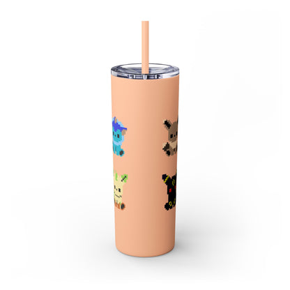 Pixelated Pokemon Evolution - Skinny Tumbler with Straw, 20oz