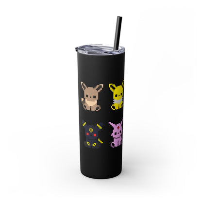 Pixelated Pokemon Evolution - Skinny Tumbler with Straw, 20oz