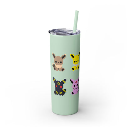 Pixelated Pokemon Evolution - Skinny Tumbler with Straw, 20oz