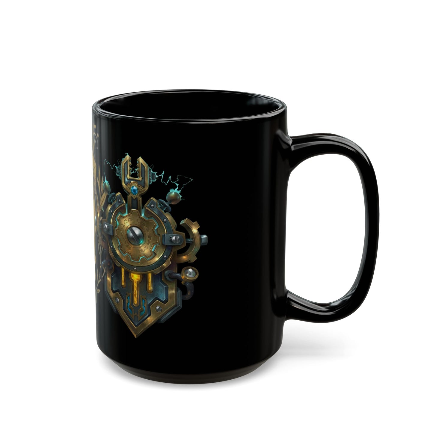 Mechagnome Crest Alliance WoW - Black Mug (15oz)