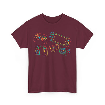 Retro Games Collection Neon Consoles & Controllers - Unisex Heavy Cotton Tee