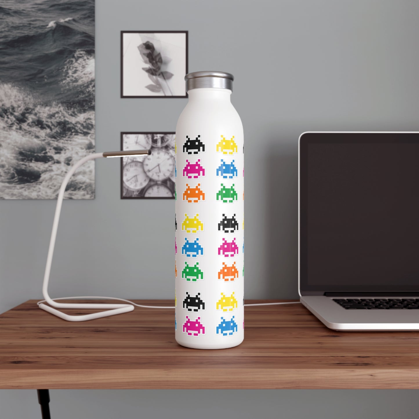 Space Invaders - Slim Water Bottle