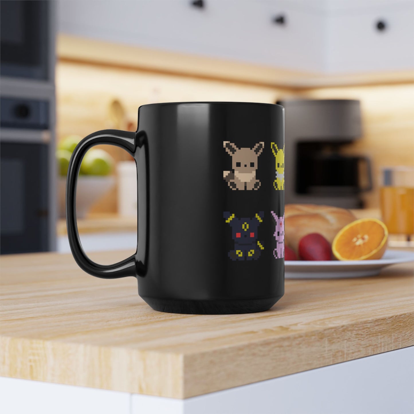 Pixelated Evolution from Pokemon - Black Mug (15oz)