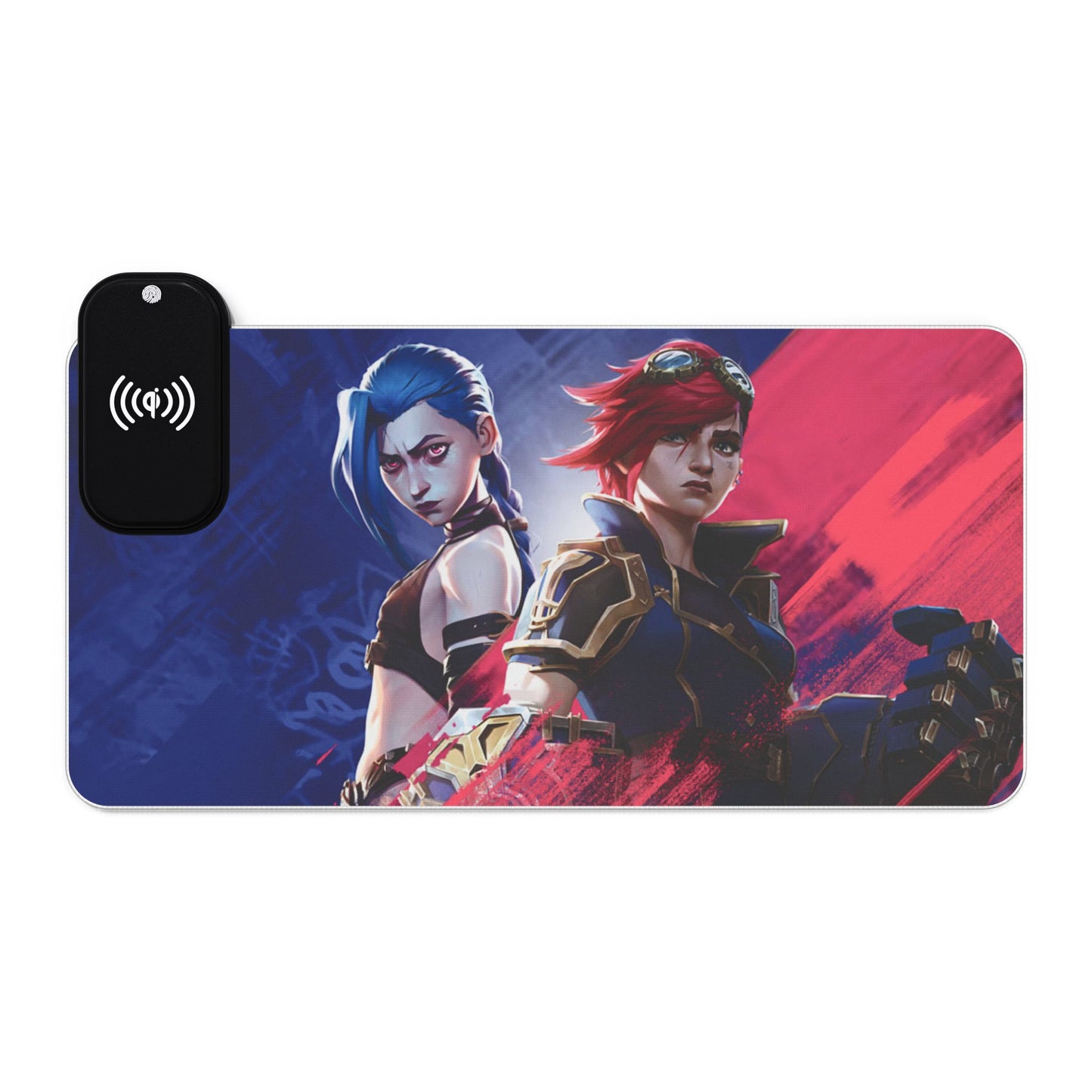 Jinx vs. Vi from Arcane - LED Gaming Mouse Pad with Wireless Charging