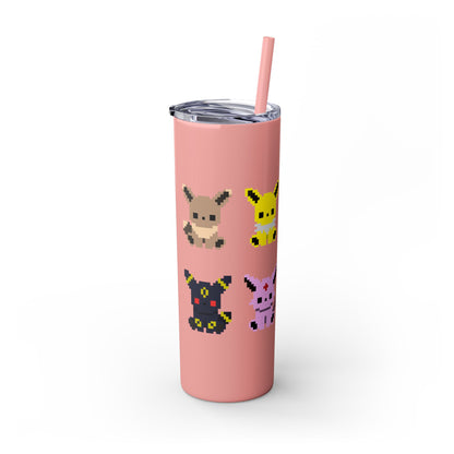 Pixelated Pokemon Evolution - Skinny Tumbler with Straw, 20oz