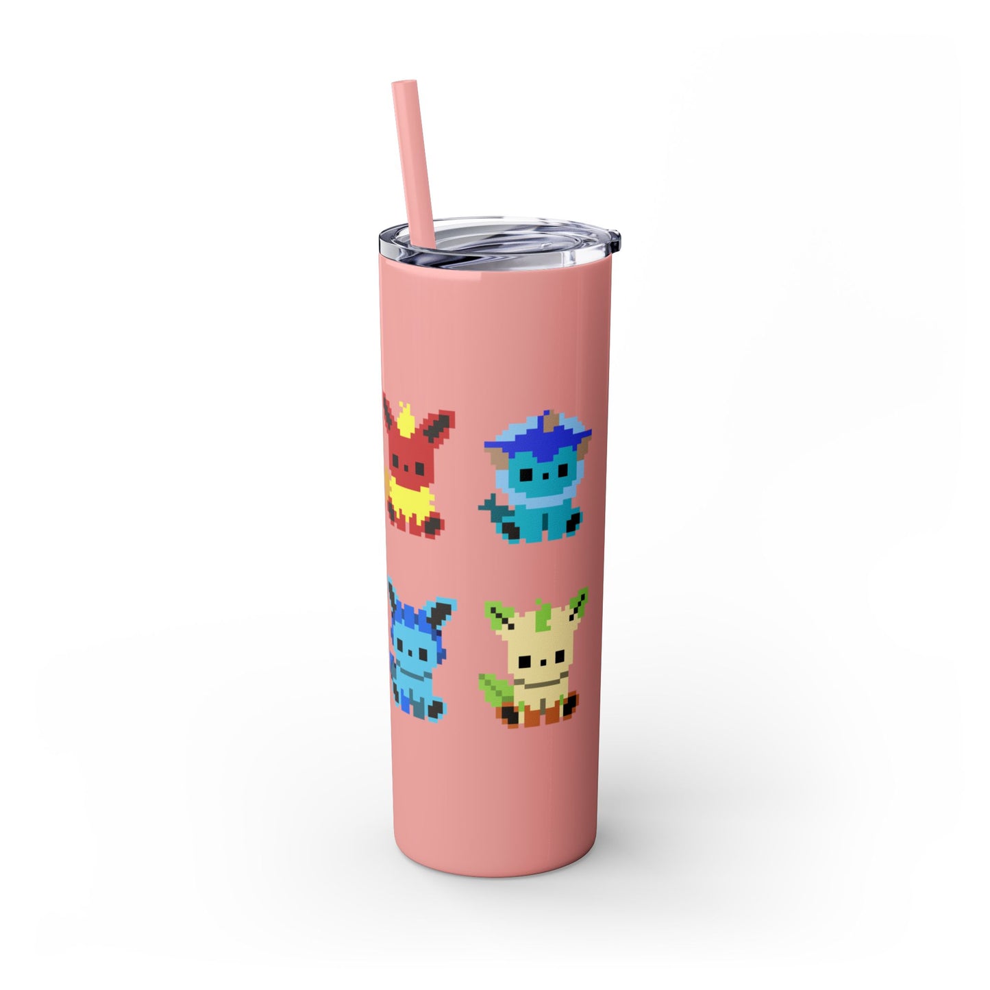 Pixelated Pokemon Evolution - Skinny Tumbler with Straw, 20oz