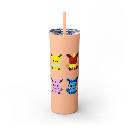 Pixelated Pokemon Evolution - Skinny Tumbler with Straw, 20oz