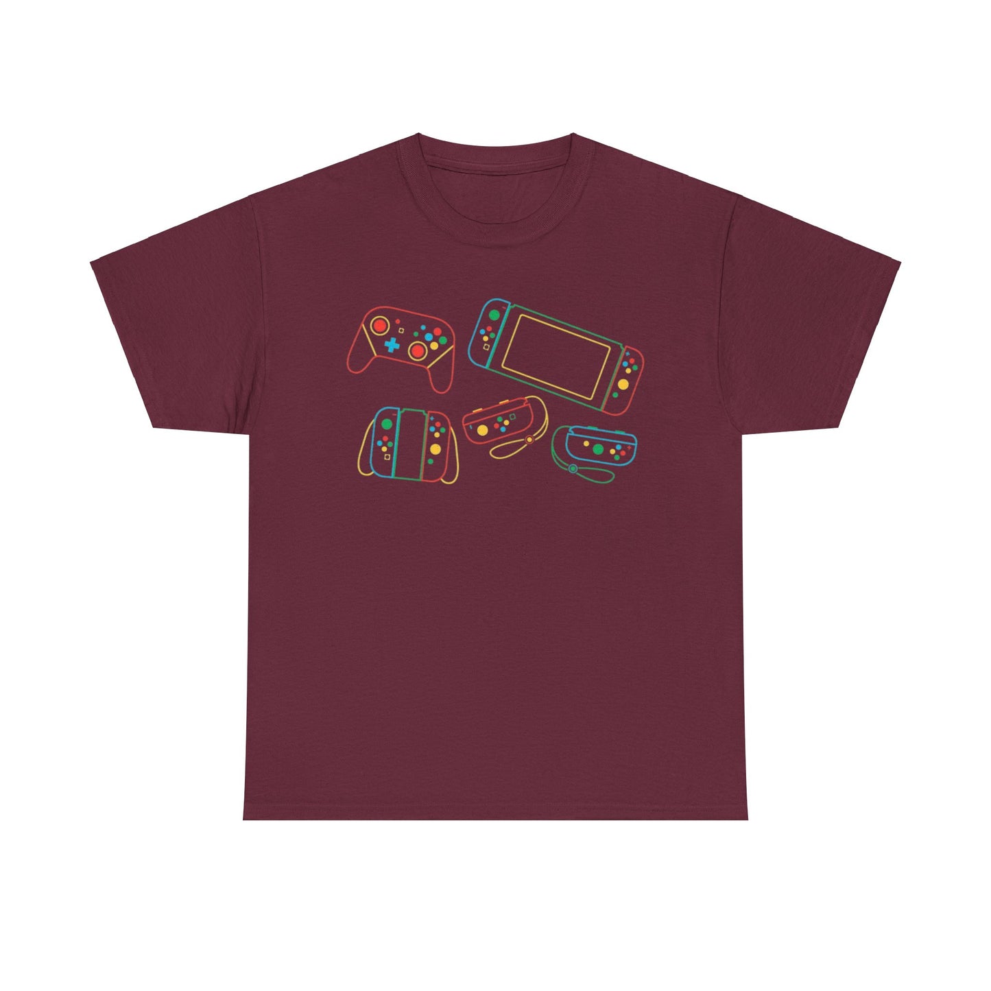 Retro Games Collection Neon Consoles & Controllers - Unisex Heavy Cotton Tee