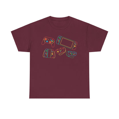 Retro Games Collection Neon Consoles & Controllers - Unisex Heavy Cotton Tee